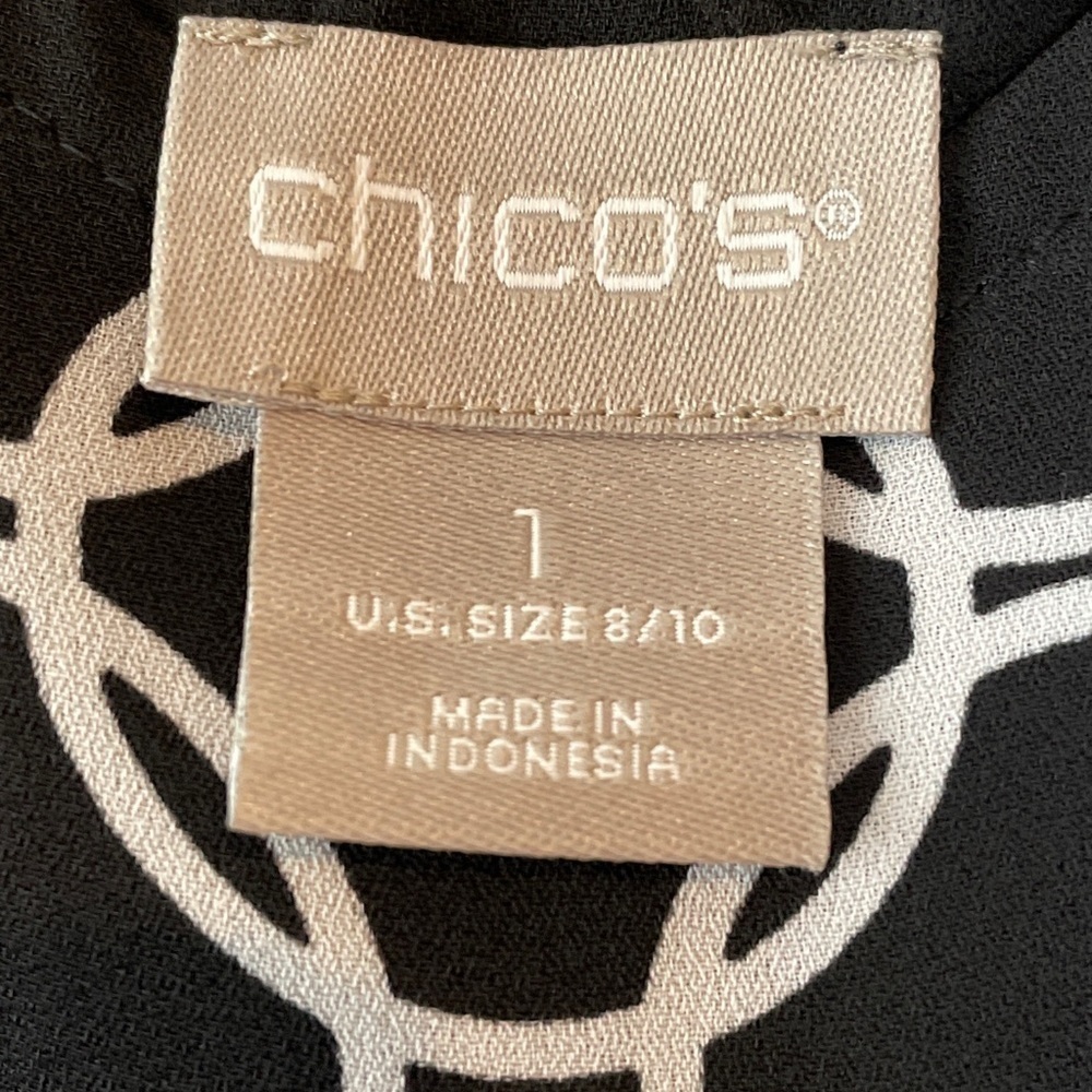 Chico's Black White Tank Top Scoop Neck Blouse Size 8/10 - Picture 8 of 16